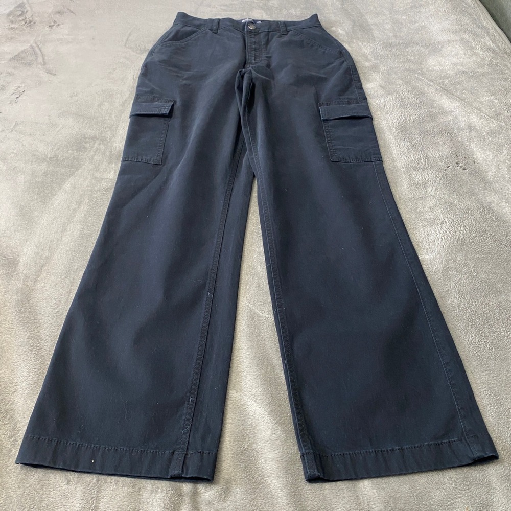 Hollister Cargo Pants Women 5R/4R Black Ultra High-Rise Pant Straight Leg Y2K